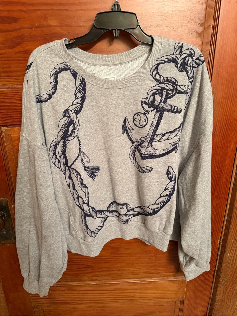 Anthropologie Women's Gray Nautical Anchor Sweater NWT